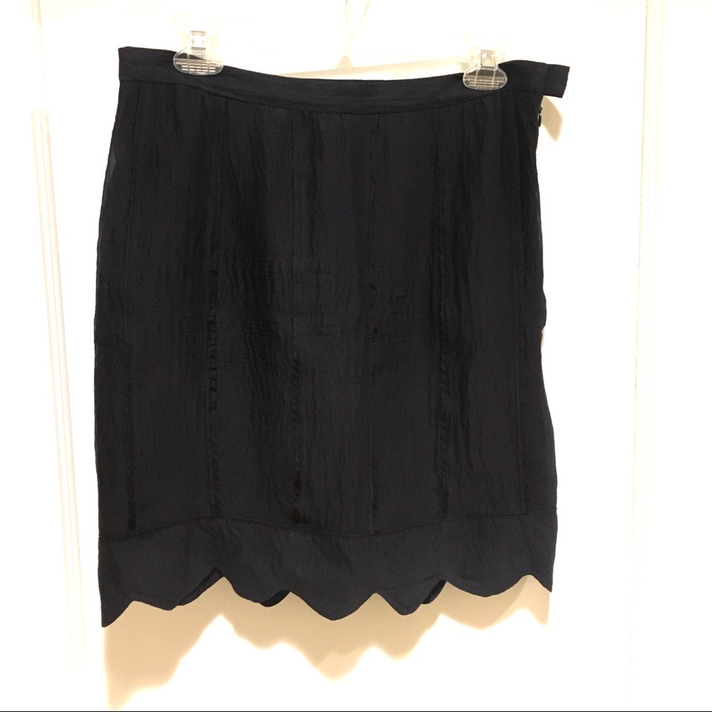 ⭐️ Thakoon Black Silk Scalloped Skirt Size 6